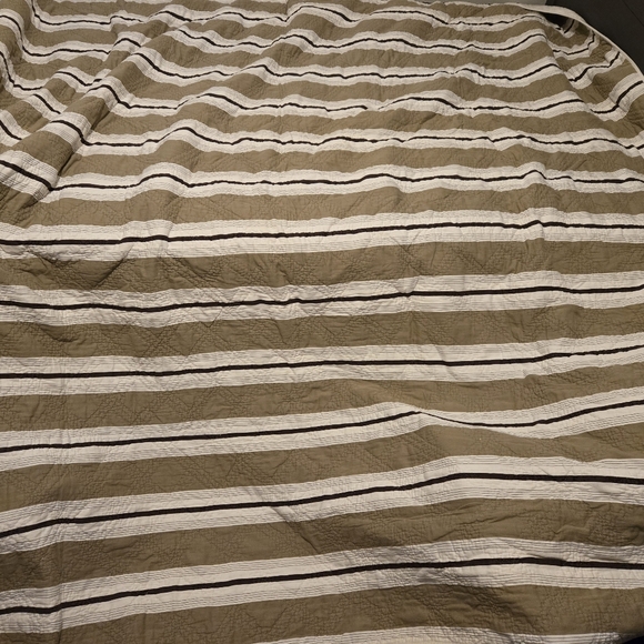 Restoration Hardware Duvet Cover Reversible Quilted King beige striped Cotton - Picture 10 of 10